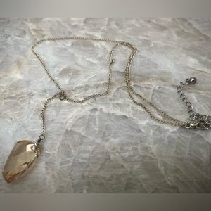 Beige/Cream color glass stone y-necklace